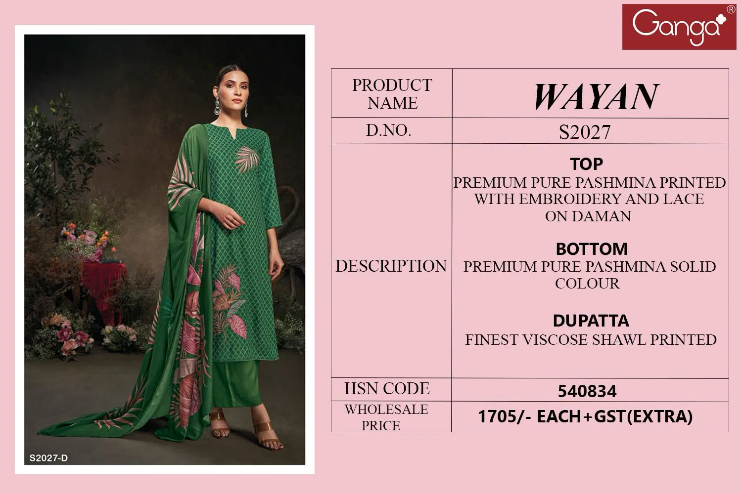 Wayan 2027 By Ganga winter Wear Pashmina Dress Material